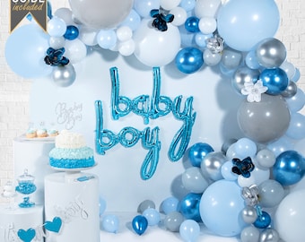 Baby Shower Decorations for Boy Includes Step-by-Step Video Setup Instructions, Balloon Garland Kit with Blue Balloons, Balloon Arch