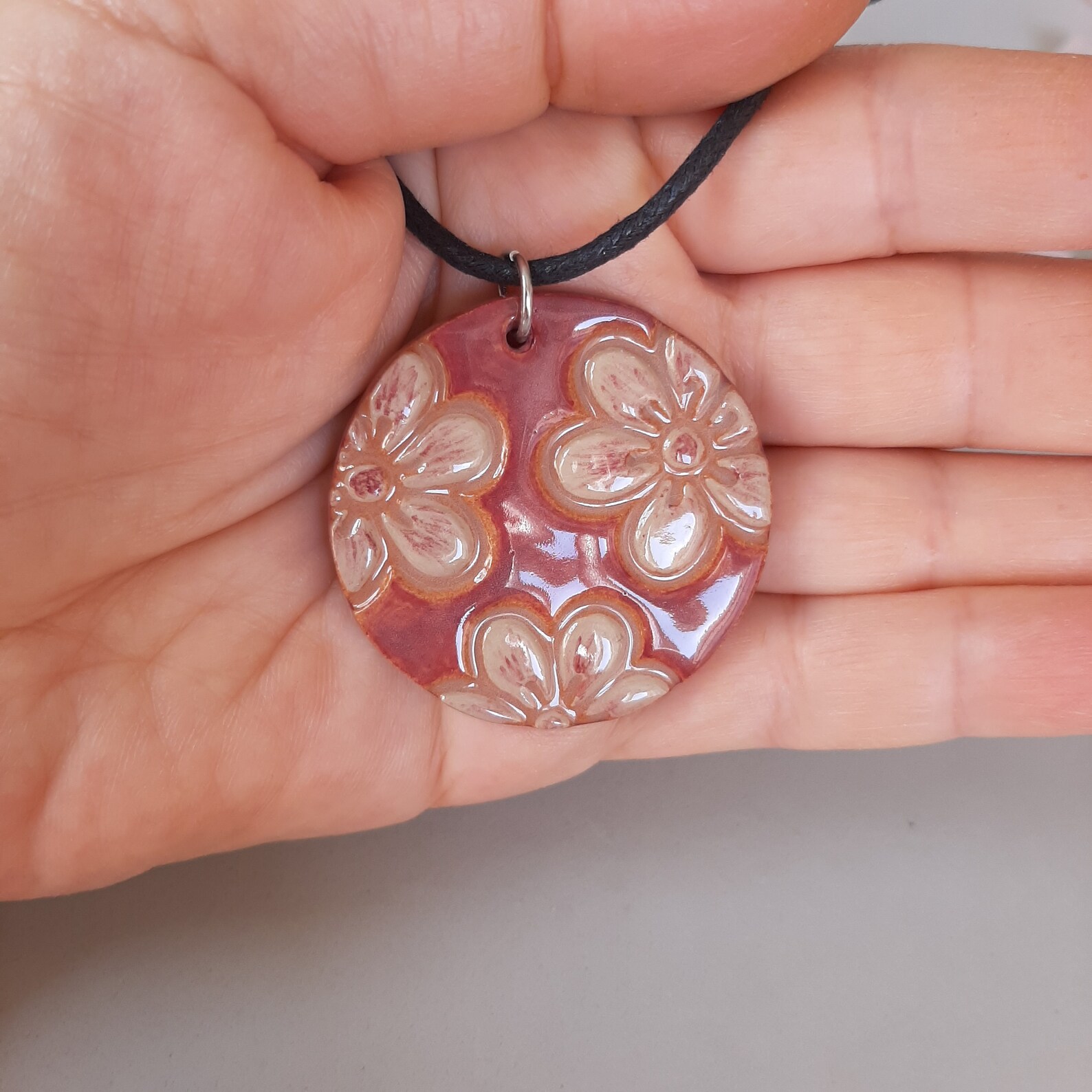Handmade ceramic pendant glazed jewelry Etsy