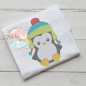 Winter Penguin Embroidery Design, Digital File 5x7, 6x10, 9x9