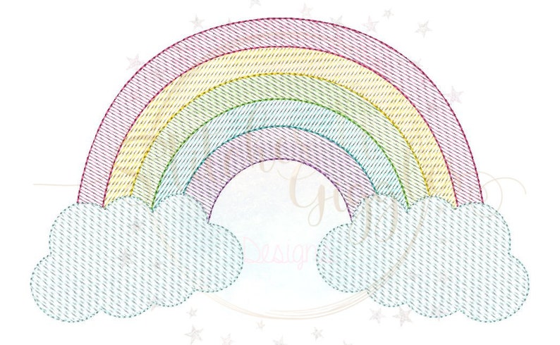 Digital File 4x4 5x7 6x10 9x9 Rainbow sketch Embroidery Design