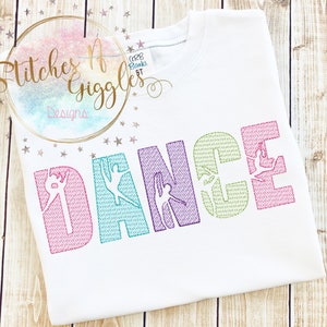 Dance Sketch Embroidery Design, Digital File 4x4 5x7, 6x10, 9x9