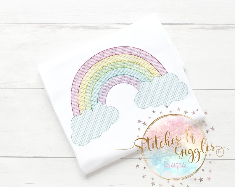 Digital File 4x4 5x7 6x10 9x9 Rainbow sketch Embroidery Design