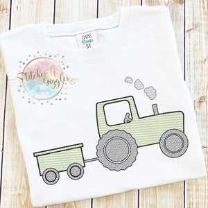 Tractor Sketch  Embroidery Design, Digital File 4x4 5x7, 6x10, 9x9