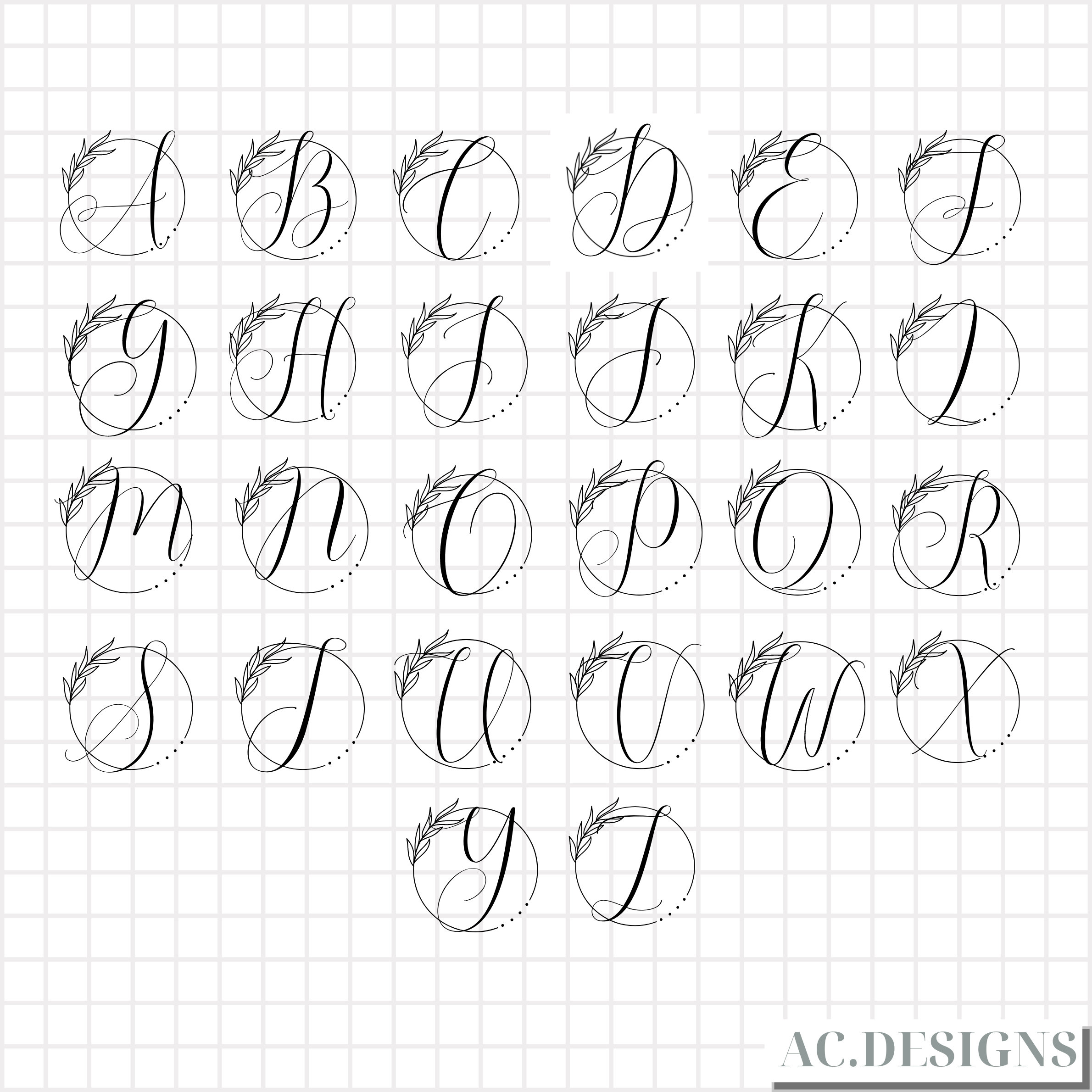 Alphabet Download File Svg, Rose Svg, Font, Bundle, Wedding, Monogram ...