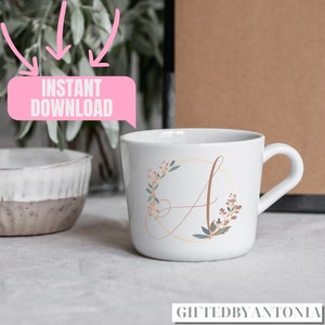 Blumen Alphabet Download Datei, Rose, Schrift, Bundle, Hochzeit, Monogramm, Blumen Buchstaben, Tassen - Printable, Cricut & Silhouette