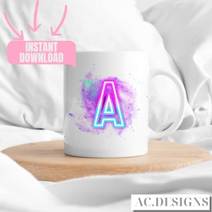 Neon Paint Splat Alphabet download file, pink, purple, blue, font, bundle, wedding, monogram, letters, mugs - Printable, Cricut & Silhouette