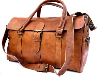 Full grain genuine leather travel bag