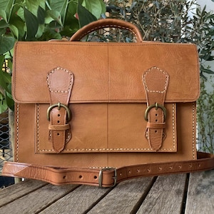 Cartera de piel de grano completo auténtica hecha a mano