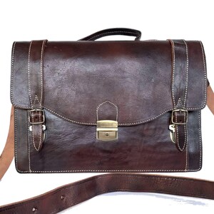 Genuine full grain leather satchel
