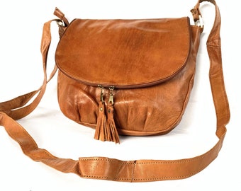 Handbag 100% genuine full grain leather Brown color