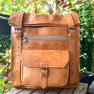 Sac à dos pliant en cuir véritable pleine fleur extensible