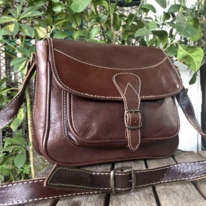Bolso de mano de piel de grano completo 100 % auténtica (rojo oscuro, agotado)