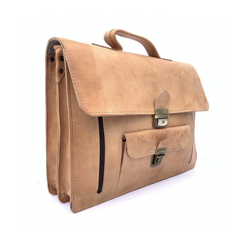 Full grain genuine leather satchel image 3