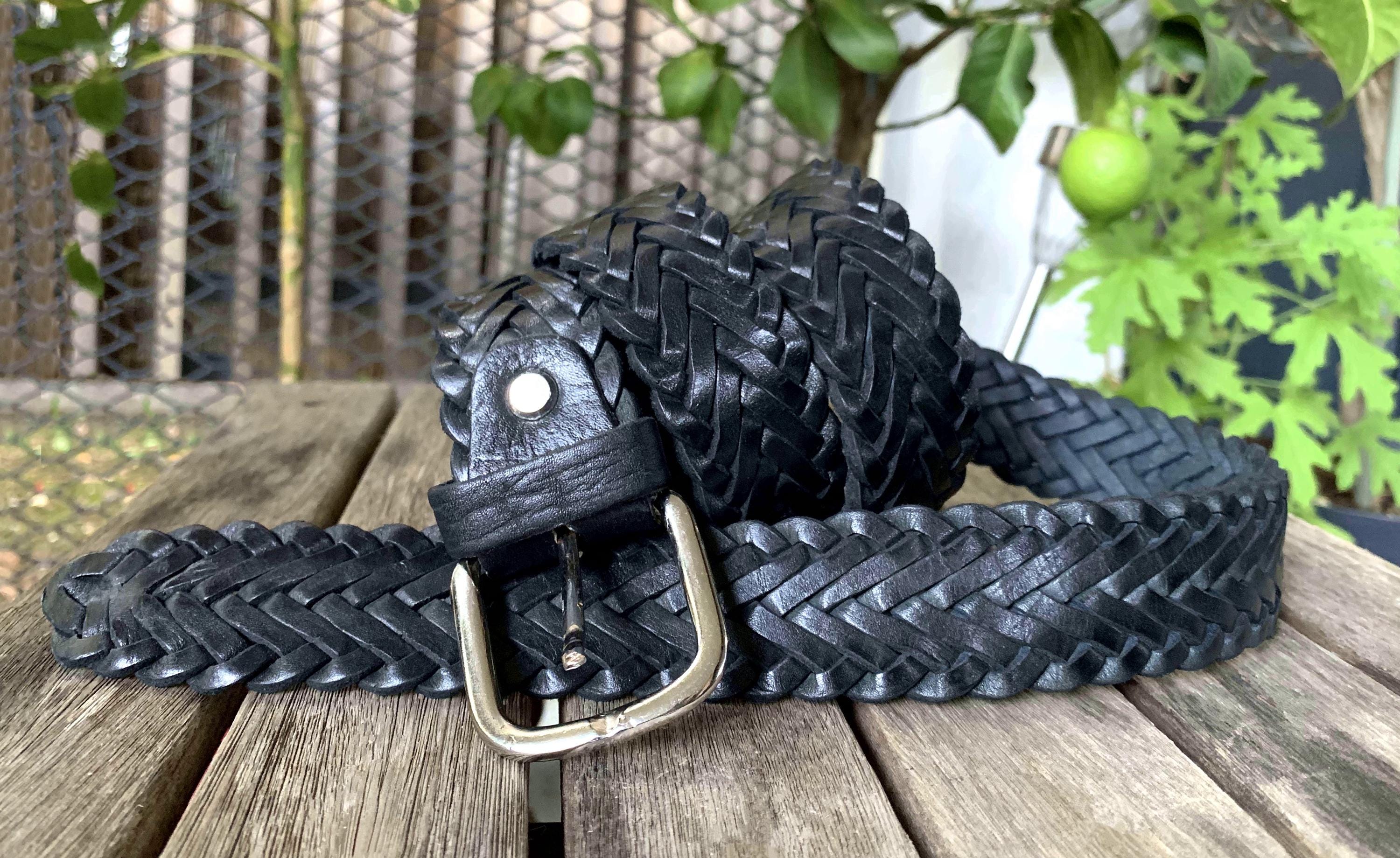 100% Genuine Leather Braided Belt, Unisex, Customizable 