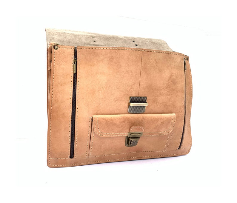 Full grain genuine leather satchel image 5