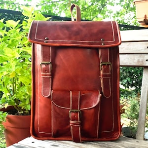 Genuine full grain leather backpack