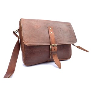 Sac Bandoulière Cuir Pleine Fleur Pour MacBook Pro 14,2 - Poche Zippée, Bretelle Réglable - Cadeau élégant - 9