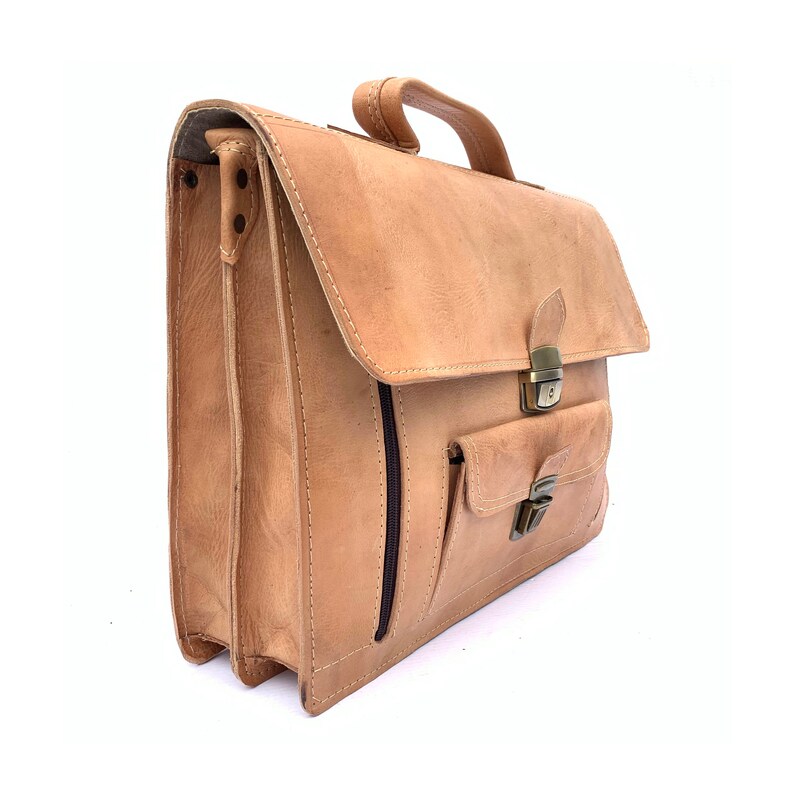 Full grain genuine leather satchel image 4