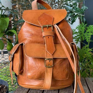 Handmade vintage full grain genuine leather backpack