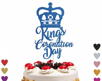 King Charles III Coronation Cake Topper Royal British Crown Glitter Cake Party Decoration