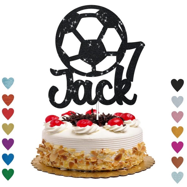 Custom football cake topper black custom name age football birthday party personalised football cake topper ball footy topper football