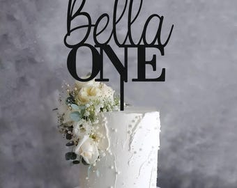 Personalised Wooden Birthday Cake Topper, Name Age Birthday Cake Decoration, Wood Cake Topper Customisable - One Cake Topper - Birthday Gift