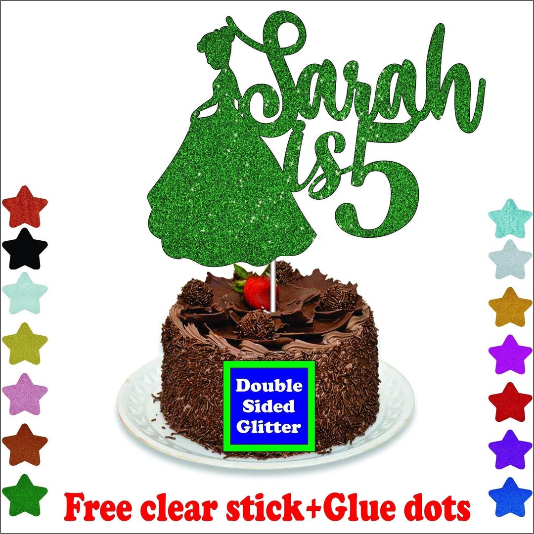 Princess Girl Cake Topper Birthday Glitter Party Decoration ...