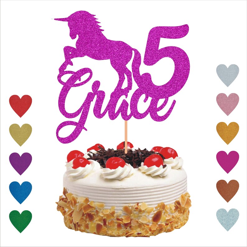 Unicorn Cake Topper Birthday Cake Topper Name Cake Topper Etsy