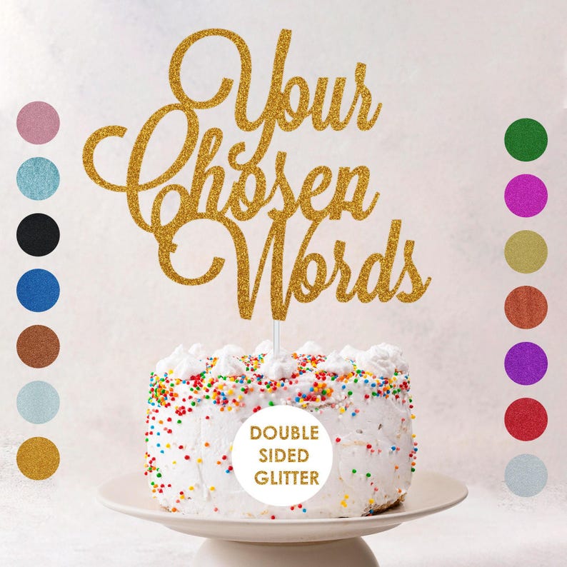 Customised Glitter Cake Topper Personalised Any Words Name Age Cake Toppers Custom Birthday Party Decoration Any Words Toppers image 8