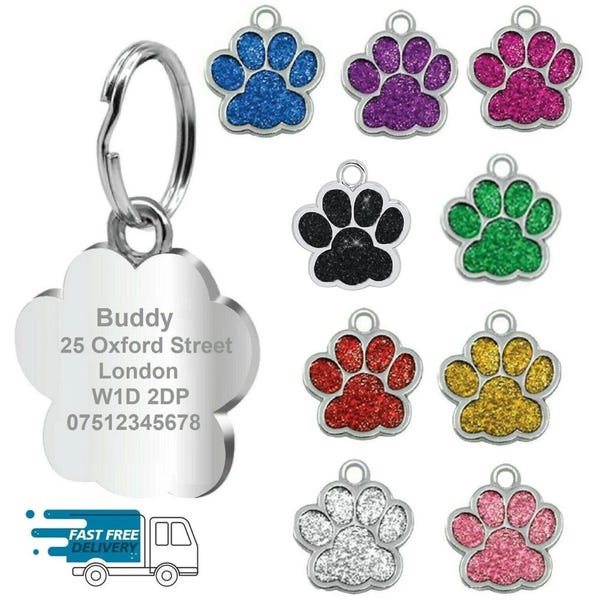 Placa de identificación grabada para perro, placa con nombre, placa para gato, collar para gato, placa de identificación personalizada