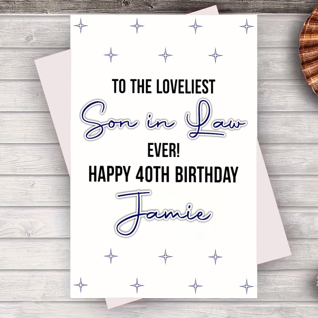 Son in Law Birthday Card ~ Blue Stars Greetings Card ~ to A Very ...