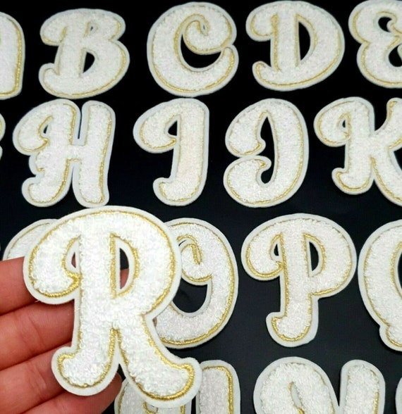 Silver Letter Patch Patches Iron on / Sew on Retro Alphabet