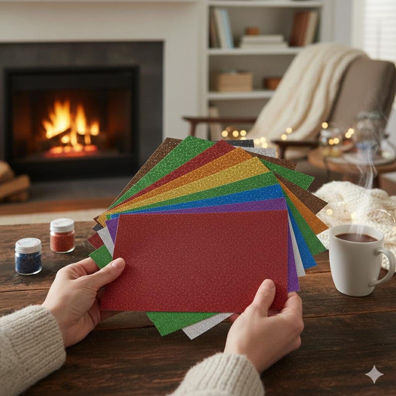 Sparky A4 Glitter Cardstock 350gsm Double Sided Non Shed Premium Craft Paper for Kids Projects Card Making Art image 6