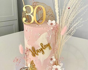 Custom Acrylic Name & Age Charm - Gold Mirror Cake Charm - Acrylic Cake Decoration - Acrylic Birthday Cake Topper - Name - Number Cake Charm