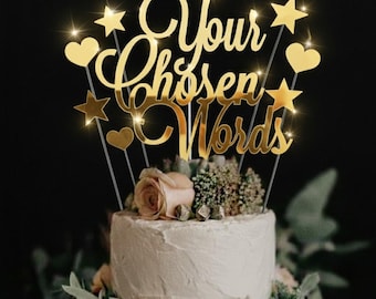 Custom Acrylic Mirror Cake Topper: Personalised Party Decor Birthday Wedding Anniversary Baby Shower Hen Party Any Text Word