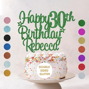 Personalised Happy Birthday Cake Topper Custom Cake Decoration with Any Name Age MultiColored Glitter Cake Topper 16th 18th 21st 30th 60th image 7