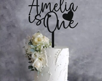 One birthday cake topper - personalised first birthday cake topper - wooden one cake topper - birthday cake decor - name & age party decor