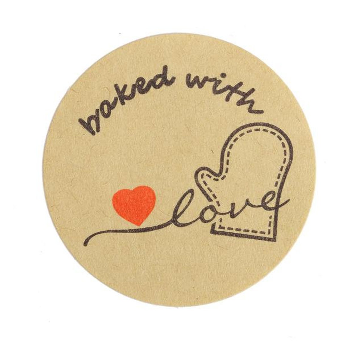Handmade With Love Sticker Baked With Love Stickers Brown | Etsy
