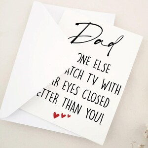 Funny Dad Card, Funny Fathers Day Card For Dad, Dad Father's Day Card For Him, Card For Dad Watch TV With Eyes Closed image 4