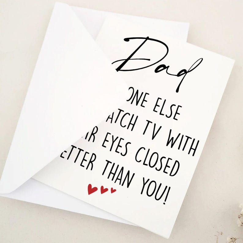Funny Dad Card, Funny Fathers Day Card For Dad, Dad Father's Day Card For Him, Card For Dad Watch TV With Eyes Closed image 4