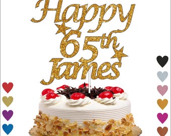 Happy Birthday Custom Glitter Cake Topper, Personalised Any Name & Age Cake Topper, Custom Cake Decoration UK