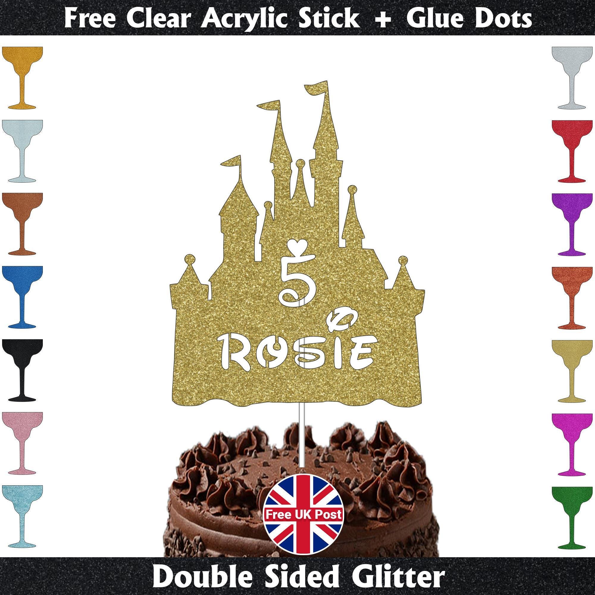 Castle Cake Topper Princess Castle Glitter Birthday Cake Topper With ...