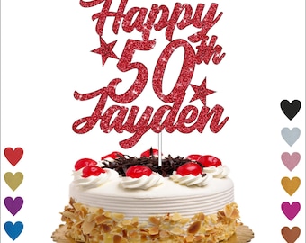 Happy Birthday Cake Topper, Custom Glitter Cake Topper, Personalised Custom Cake Topper, Any Age and Name Cake Topper