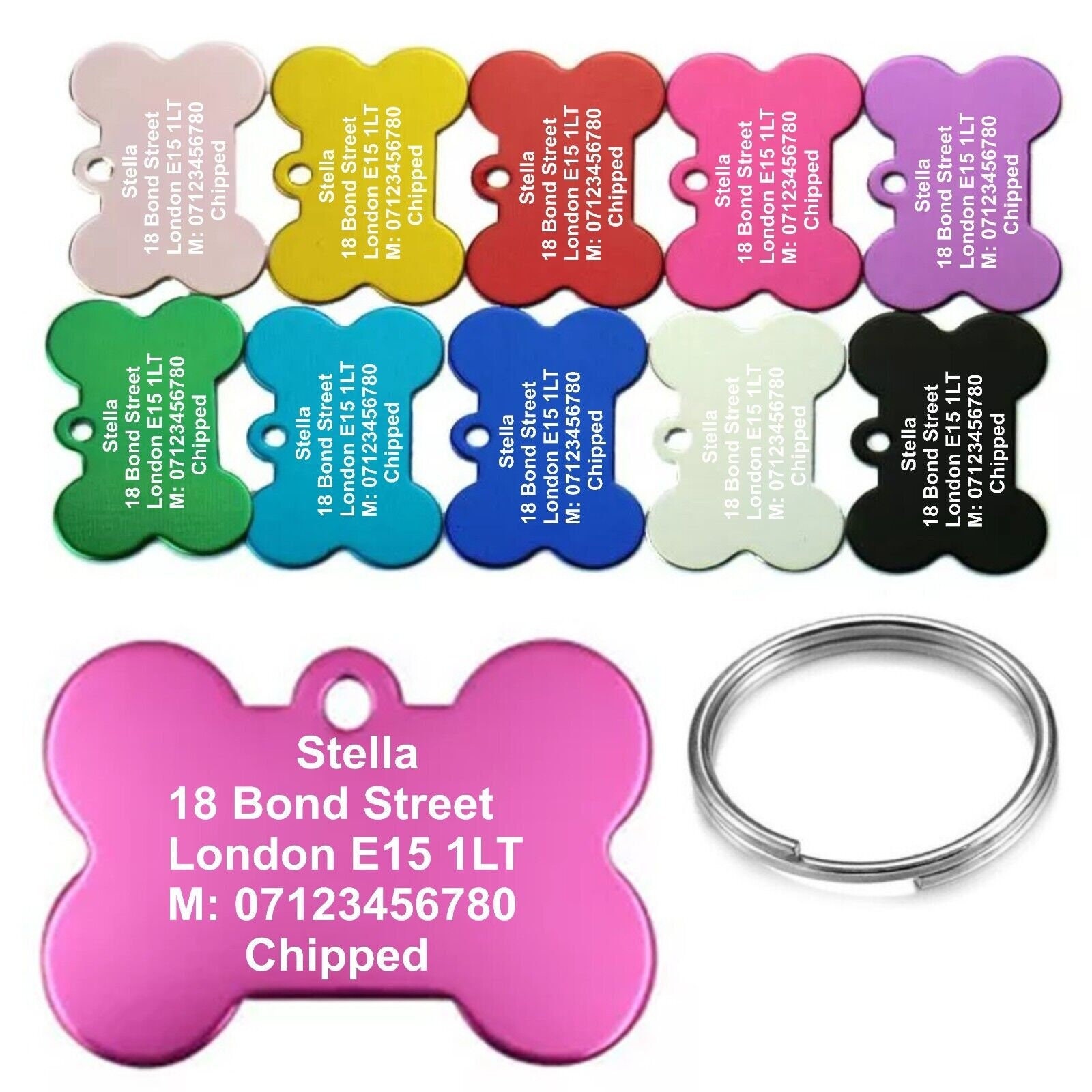 Quality Engraved Bone Dog / Cat Tag Pet ID Tags Personalised Etsy UK
