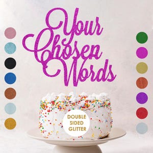 Customised Glitter Cake Topper Personalised Any Words Name Age Cake Toppers Custom Birthday Party Decoration Any Words Toppers image 10