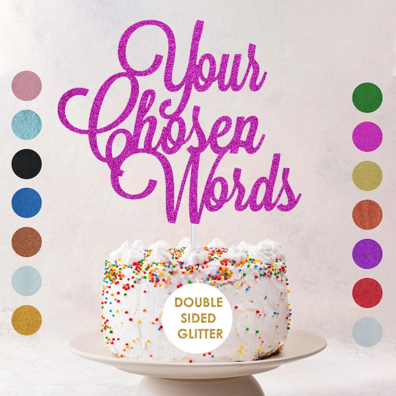 Customised Glitter Cake Topper Personalised Any Words Name Age Cake Toppers Custom Birthday Party Decoration Any Words Toppers image 10