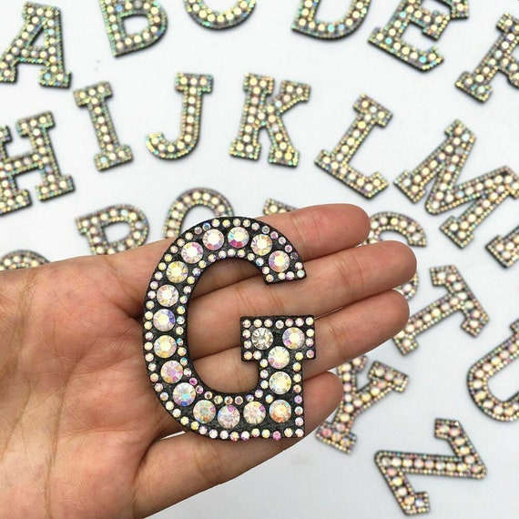 Black Rhinestone Sparkle Letter Patch Patches Iron on Alphabet Clothes  Embroid