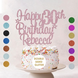 Personalised Happy Birthday Cake Topper Custom Cake Decoration with Any Name Age MultiColored Glitter Cake Topper 16th 18th 21st 30th 60th image 2
