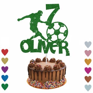 Personalised Football Cake Topper, Football Lover Cake Topper, Sport Cake Topper Personalised Any Name Any Age Custom Cake Topper Glitter image 7