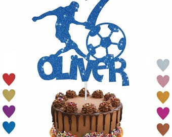 Personalised Football Cake Topper, Football Lover Cake Topper, Sport Cake Topper Personalised Any Name Any Age Custom Cake Topper Glitter